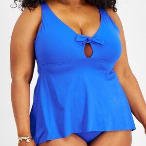 Becca Etc Plus Size Color Code Flounce Tankini Top